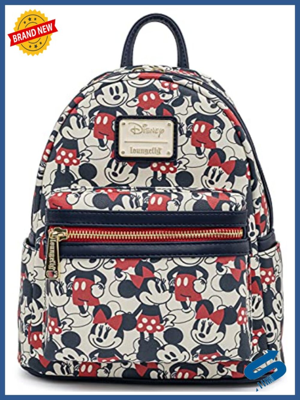 Loungefly Disney Mickey Minnie Mouse Mini Backpack Handbag AOP Faux Leather